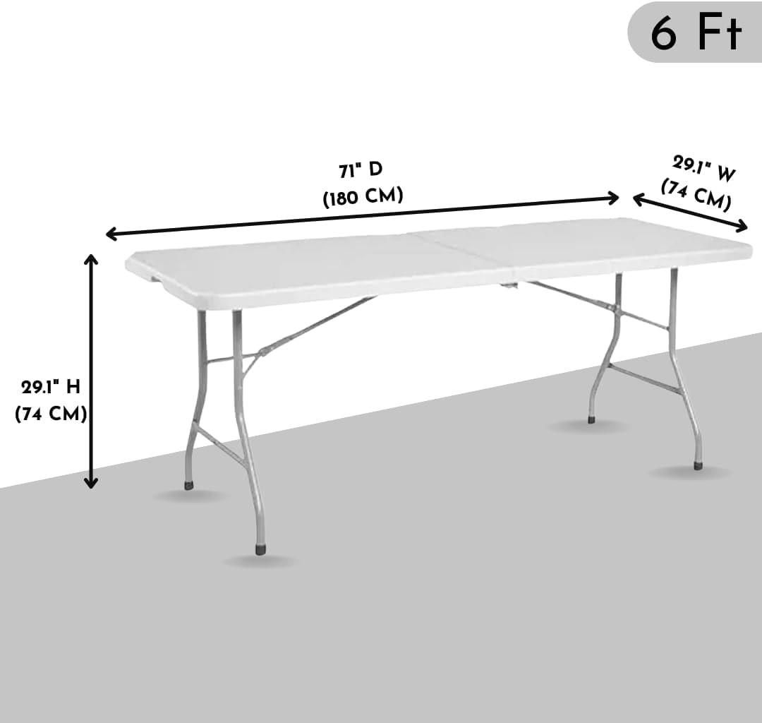 6ft White Portable Folding Utility Table S749926