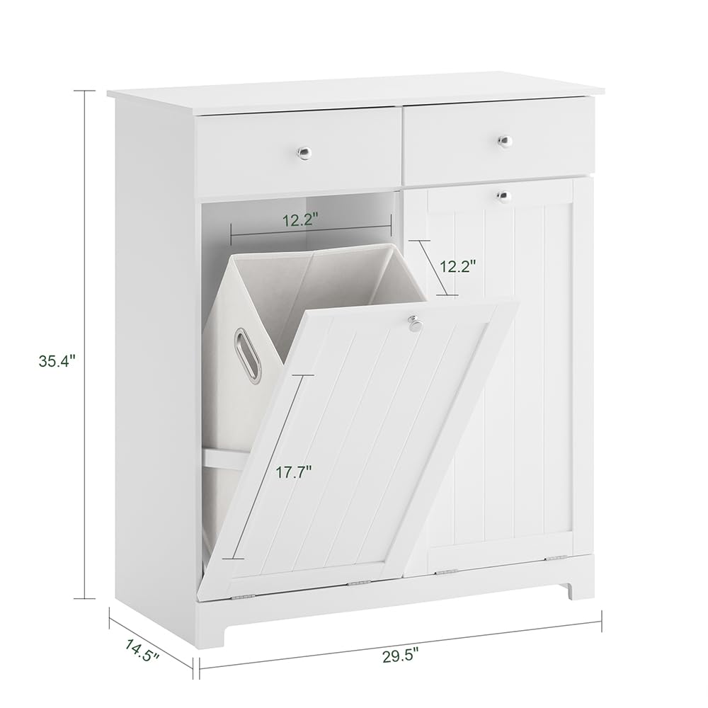White Laundry Hamper Cabinet with 2 Baskets Q446592
