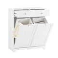 White Laundry Hamper Cabinet with 2 Baskets Q446592