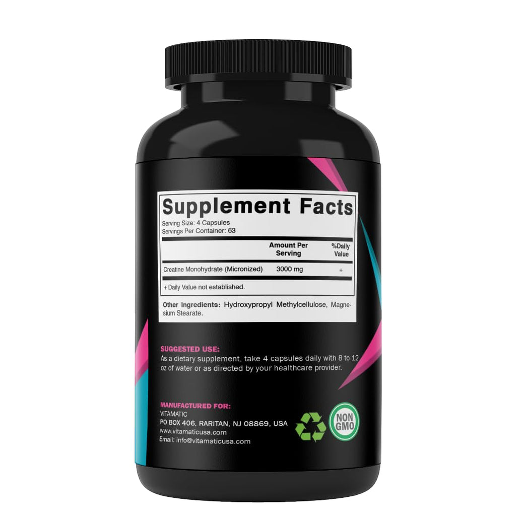 Micronized Creatine Monohydrate 3000 mg 250 Capsules J664