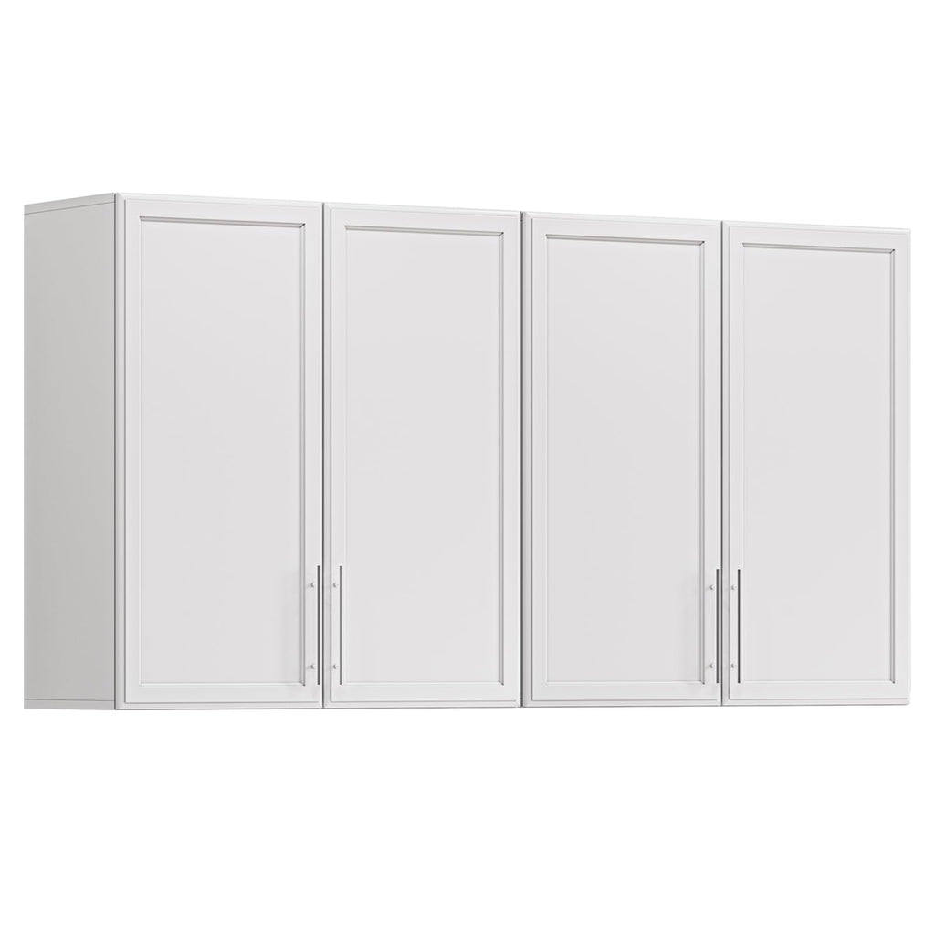 60" W White Laundry Room Wall Cabinets with Adjustable Shelf L138