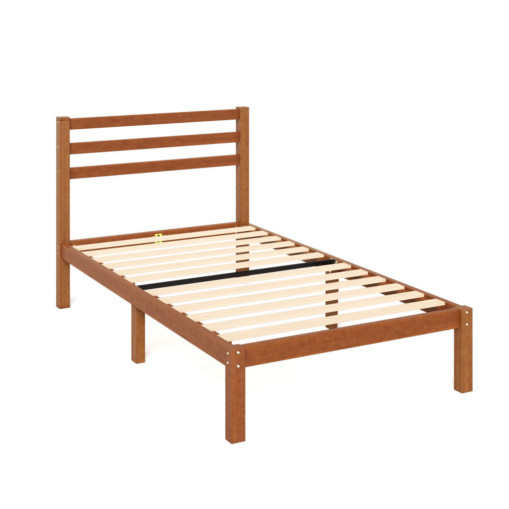 Twin Bamboo Platform Bed Frame with Headboard L96602