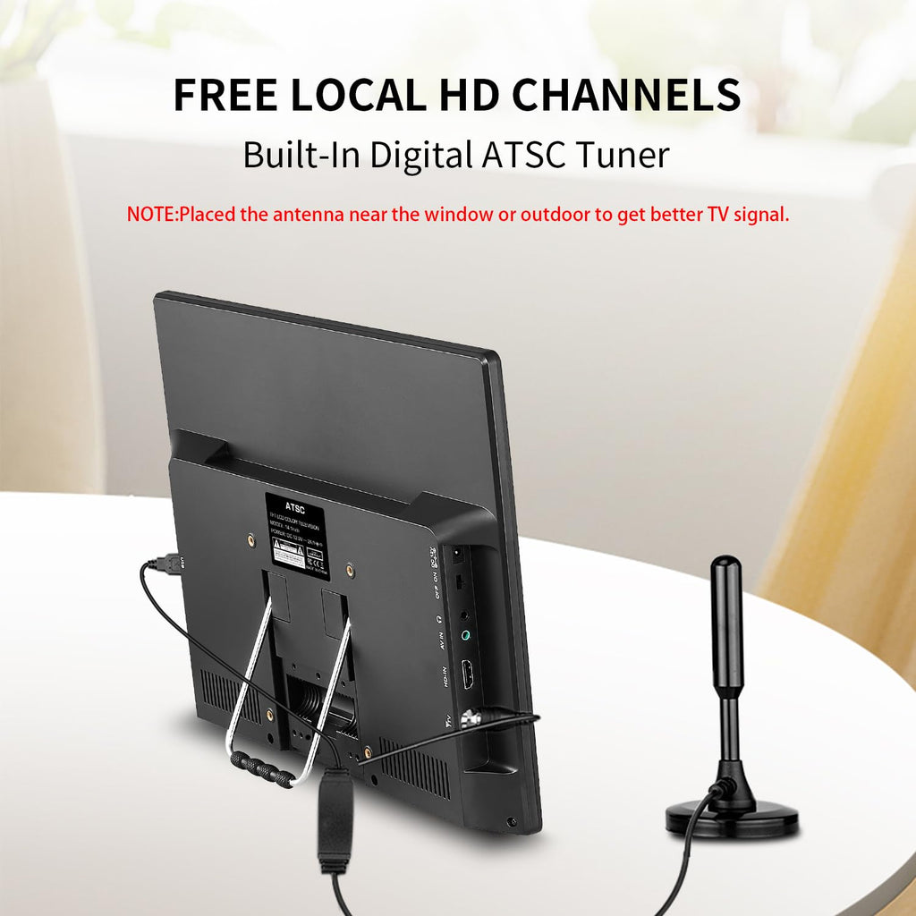 14 Inch Portable TV with Rechargeable Battery, ATSC Tuner, USB/HDMI/AV, 12 Volt C65685