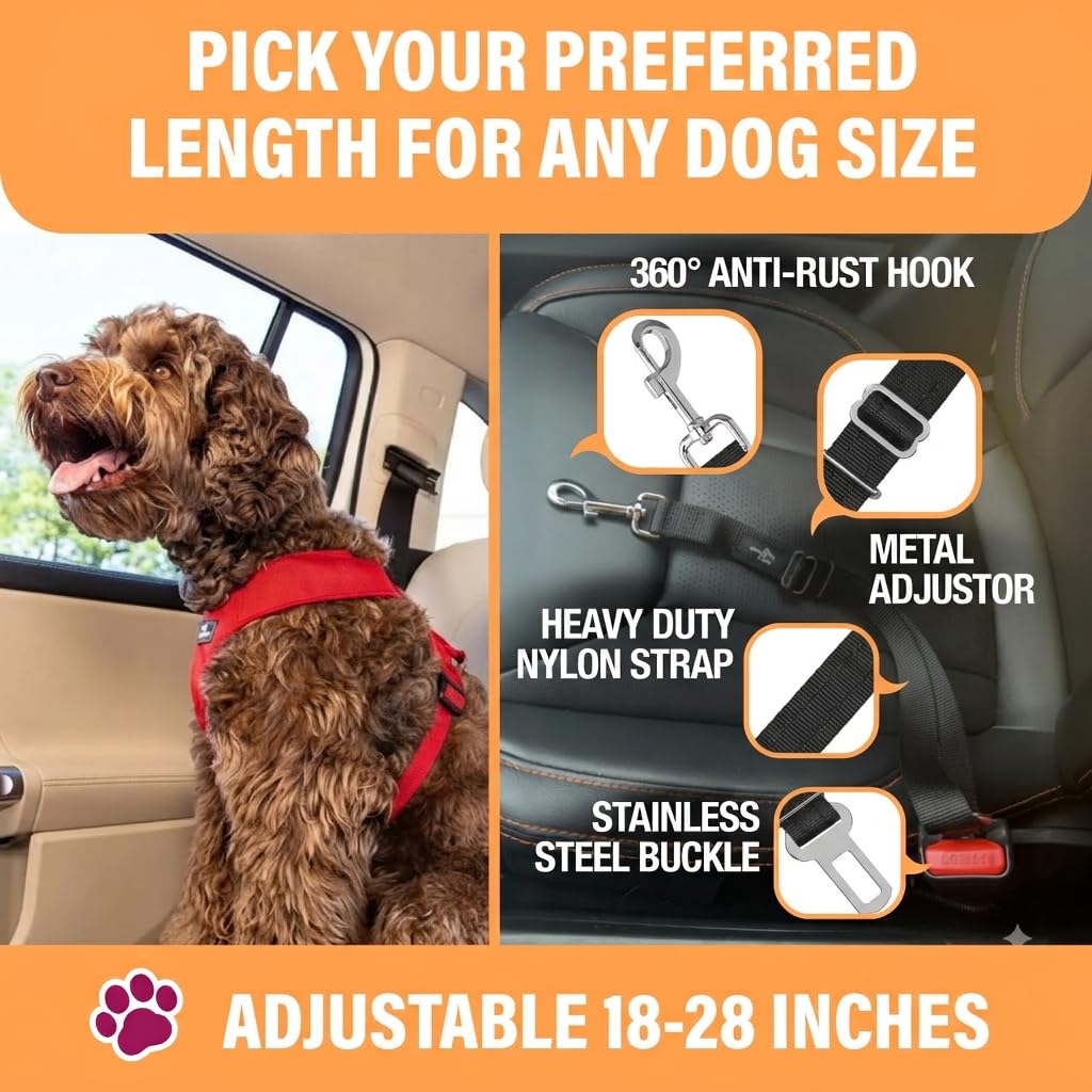 Black Adjustable Dog Car Seat Belt S78609
