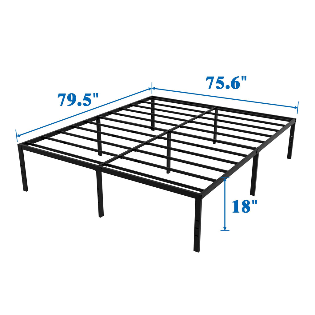 King Size Black Metal Bed Frame with Underbed Storage I757