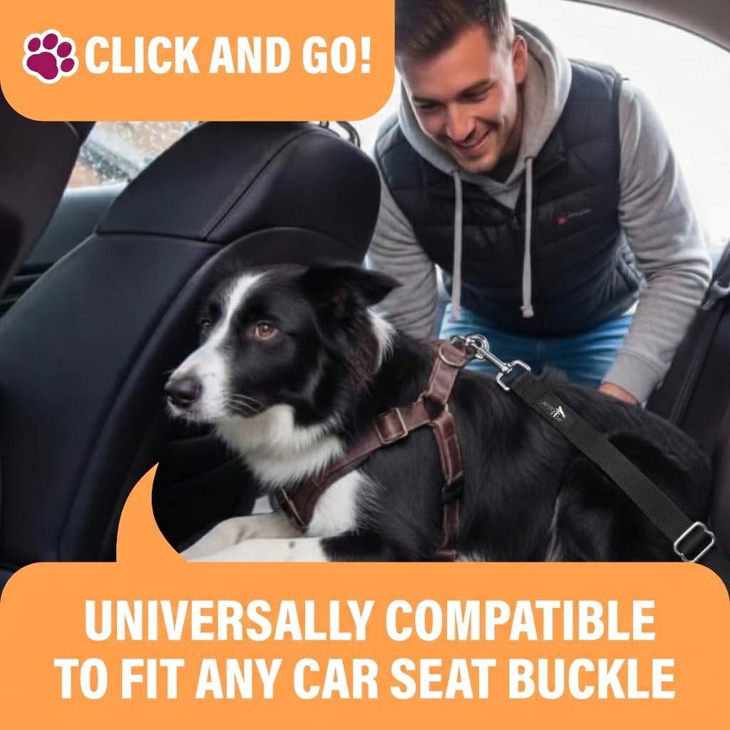 Black Adjustable Dog Car Seat Belt S78609