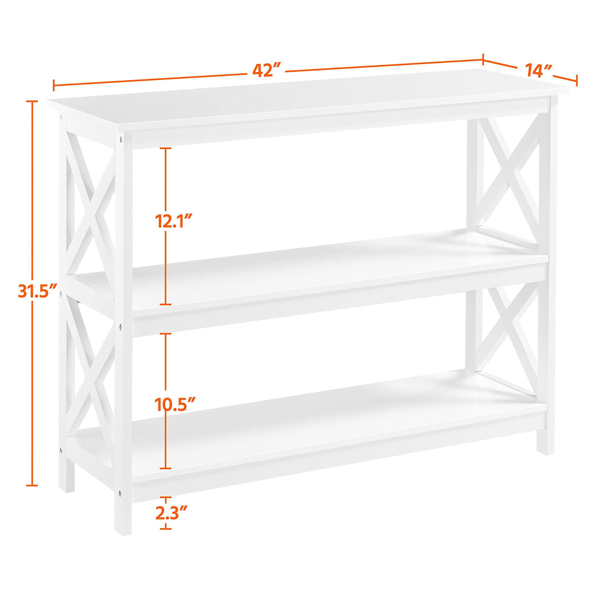 White 3-Tier Narrow Console Table G876869