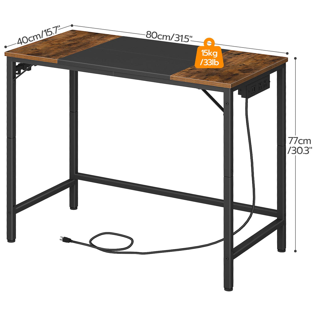 31.5 Inch Computer Desk with Power Outlet and USB Charging Ports W9514