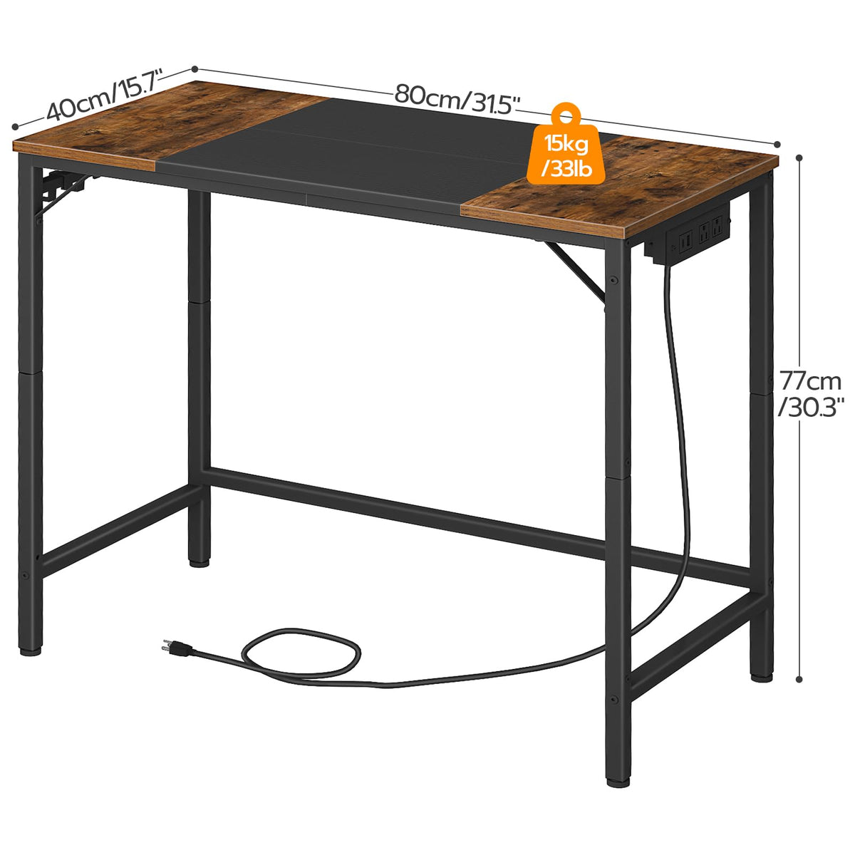 31.5 Inch Computer Desk with Power Outlet and USB Charging Ports W9514