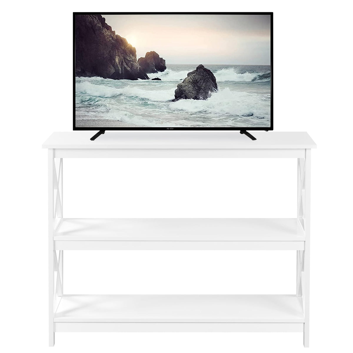 White 3-Tier Narrow Console Table G876869