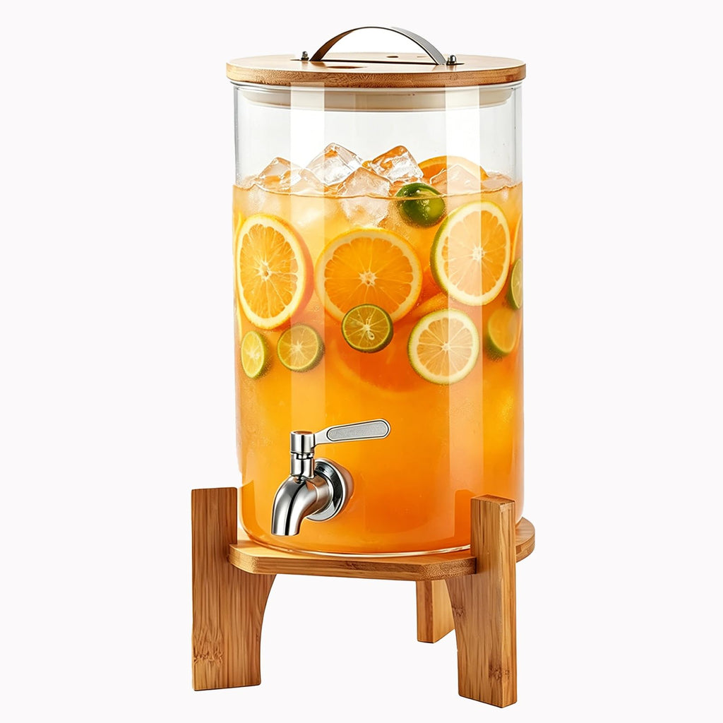 2.1 Gallon Glass Beverage Dispenser with Spigot and Stand Q631