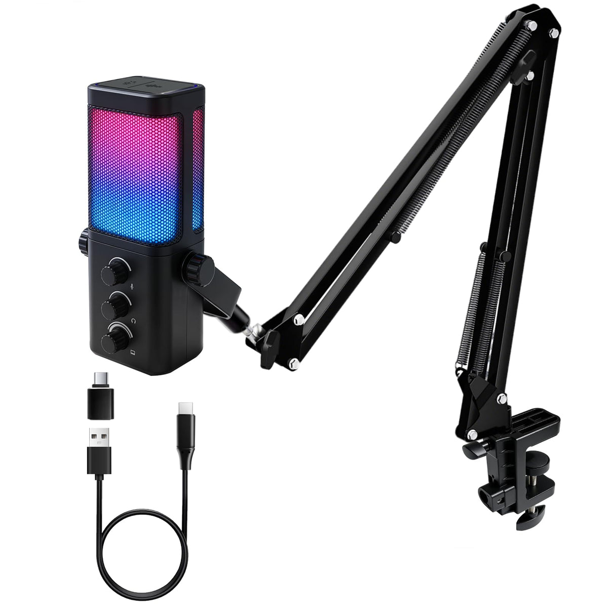 Black USB Condenser Microphone with Boom Arm F216800
