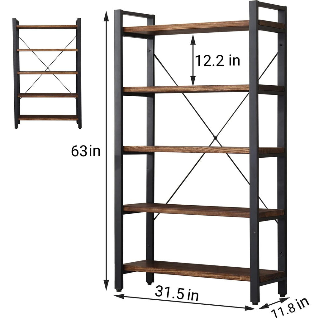 5 Tier Solid Wood Metal Bookcase R617597
