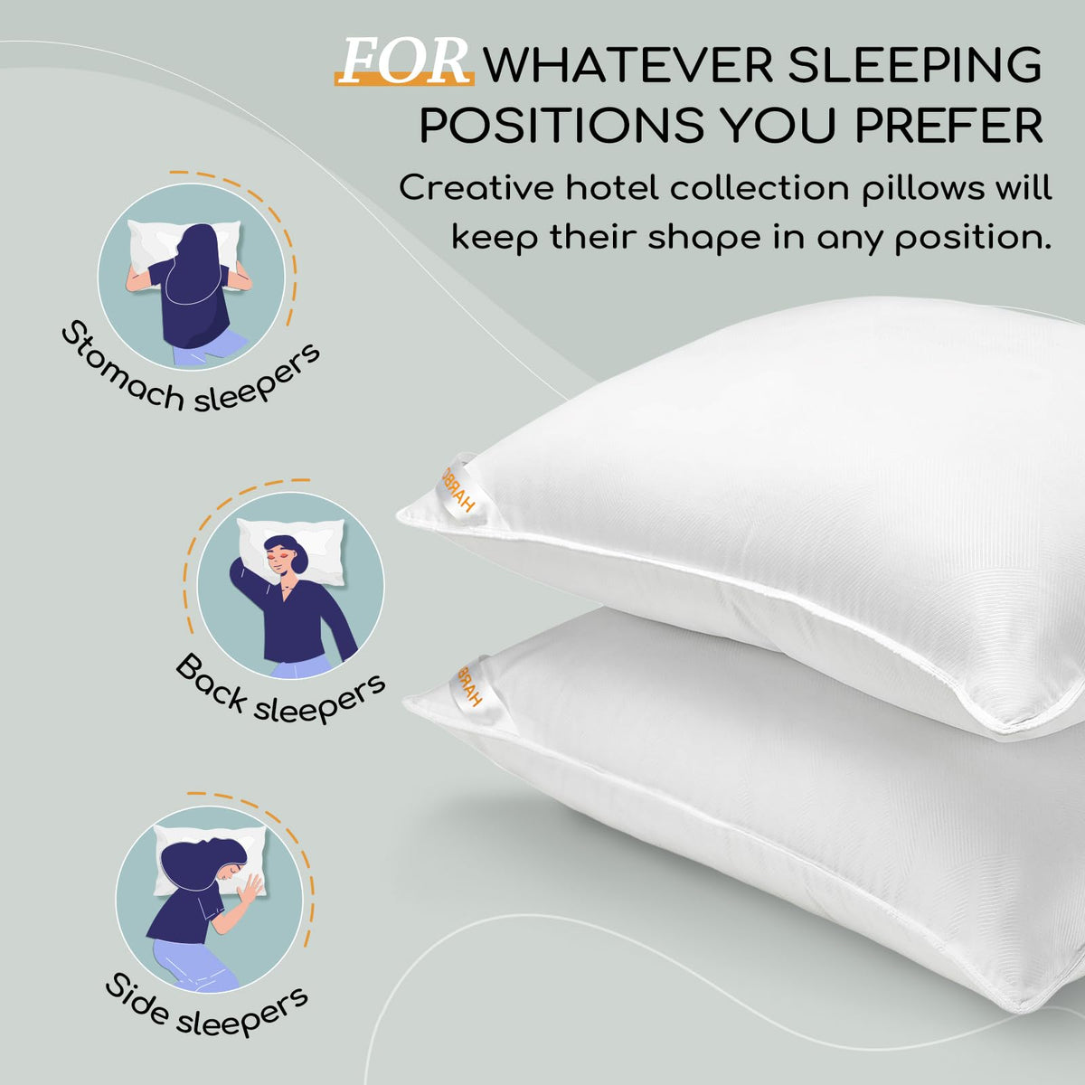 Standard Size Set of 2 Down Alternative Pillows U4748