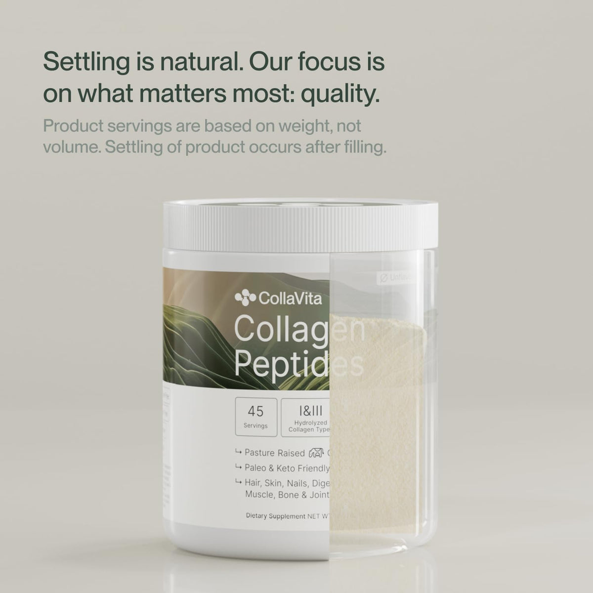 Collagen Peptides Powder Grass-Fed Pasture-Raised Hydrolyzed Type I & III Unflavored 32 oz U46399