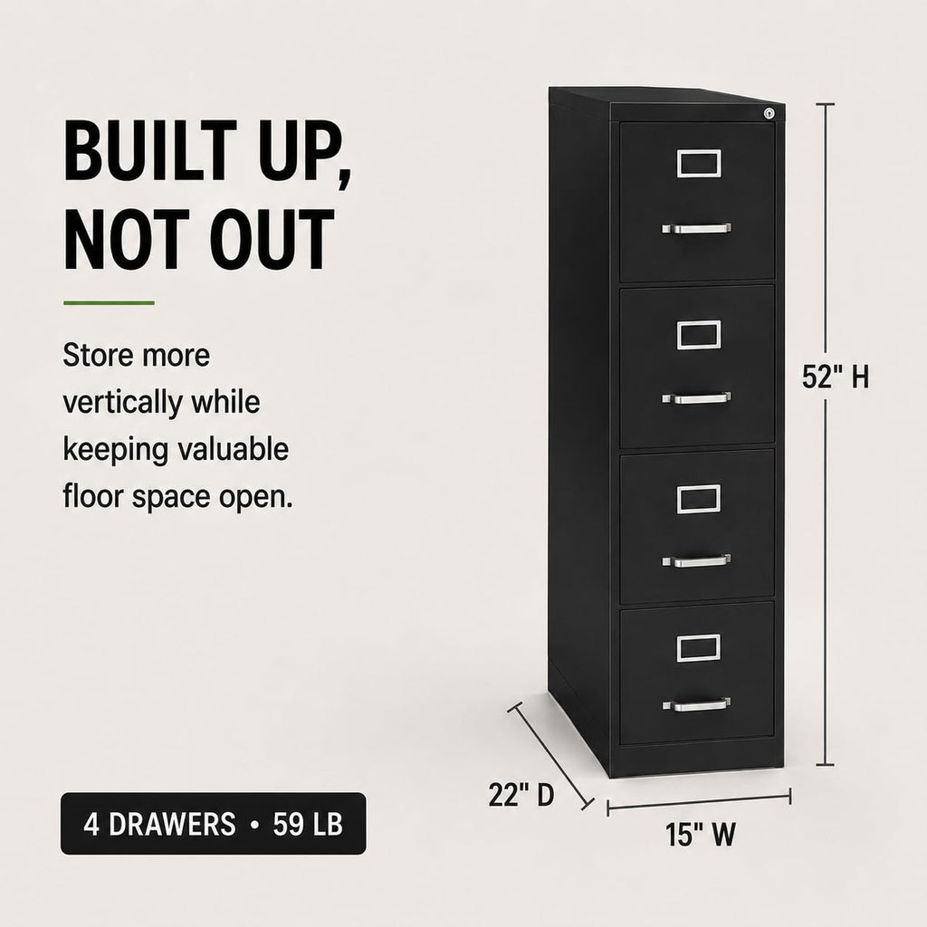 4 Drawers Black Metal Filing Cabinet J71283