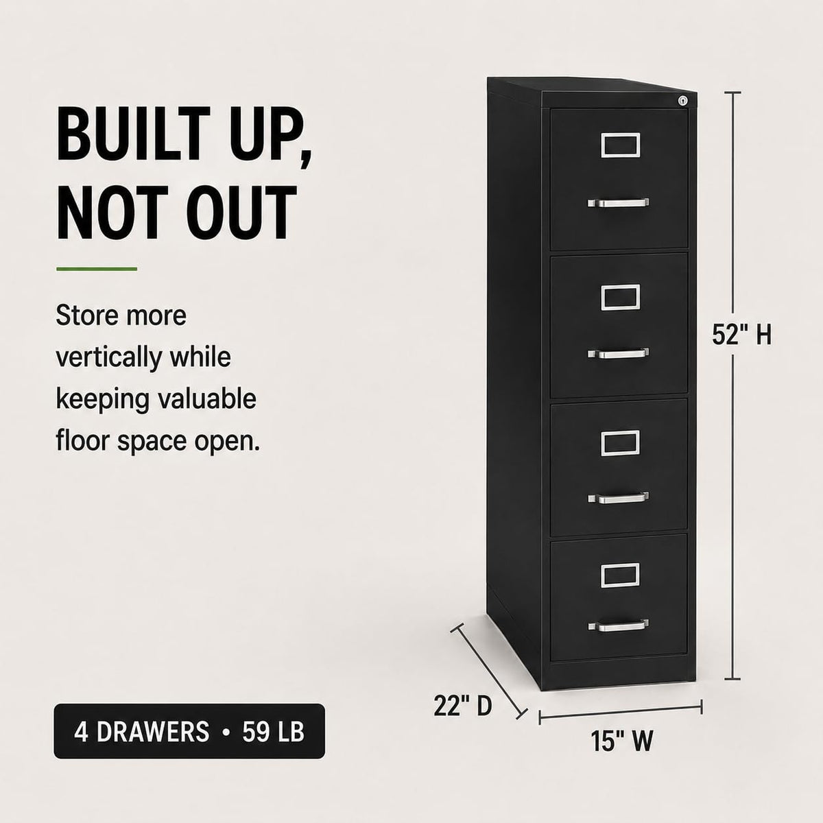 4 Drawers Black Metal Filing Cabinet J71283