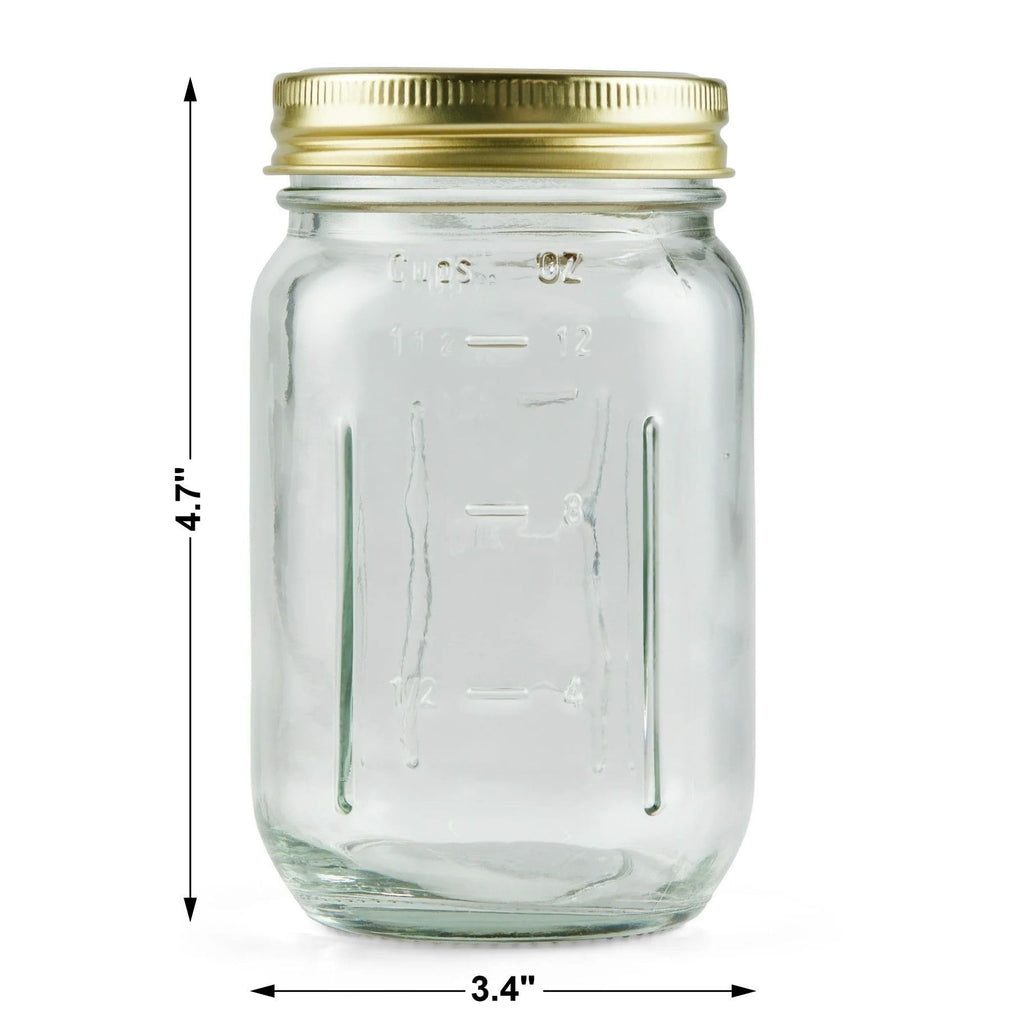 16 oz Regular Mouth Glass Canning Jars with Lids and Rings, 12-Pack V990