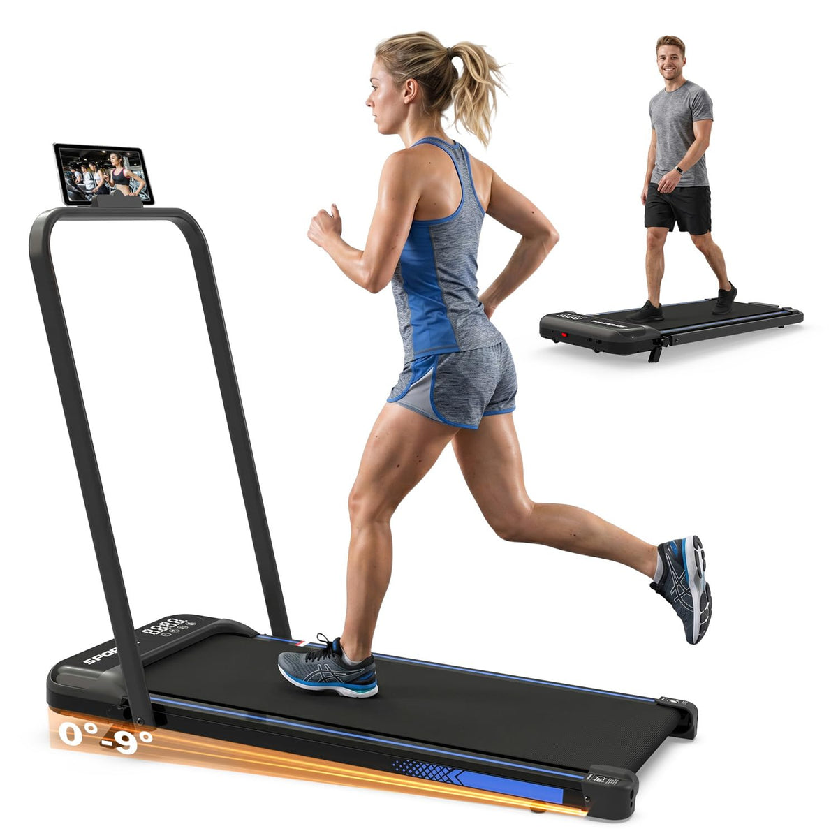 Foldable 3 in 1 Treadmill with Handle Bar and Incline Y274314