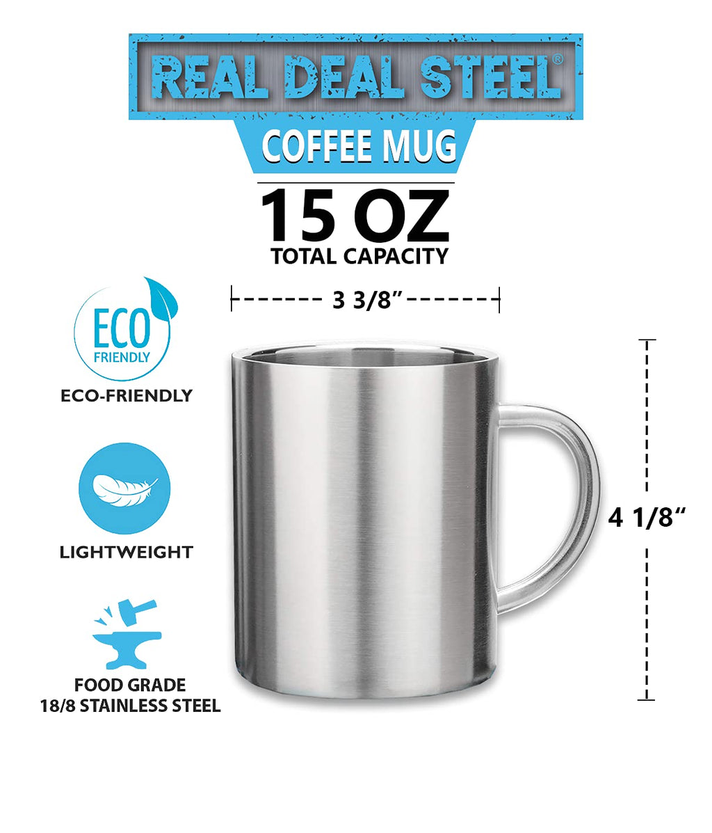 15 oz Double Wall Stainless Steel Insulated Mug Set of 2 Y350863