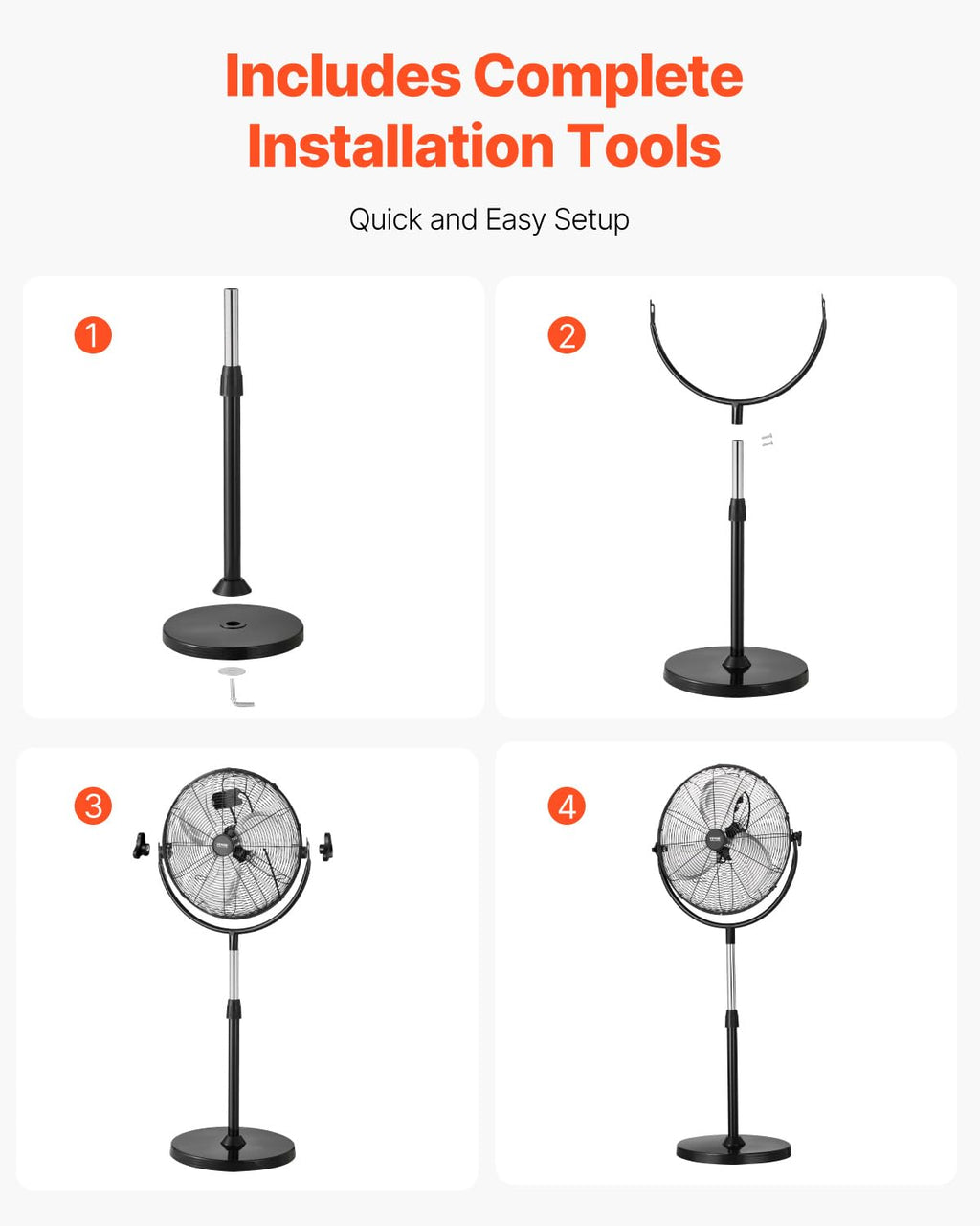 18 Inch Adjustable Height Standing Fan with 3 Speeds, Black Z13774