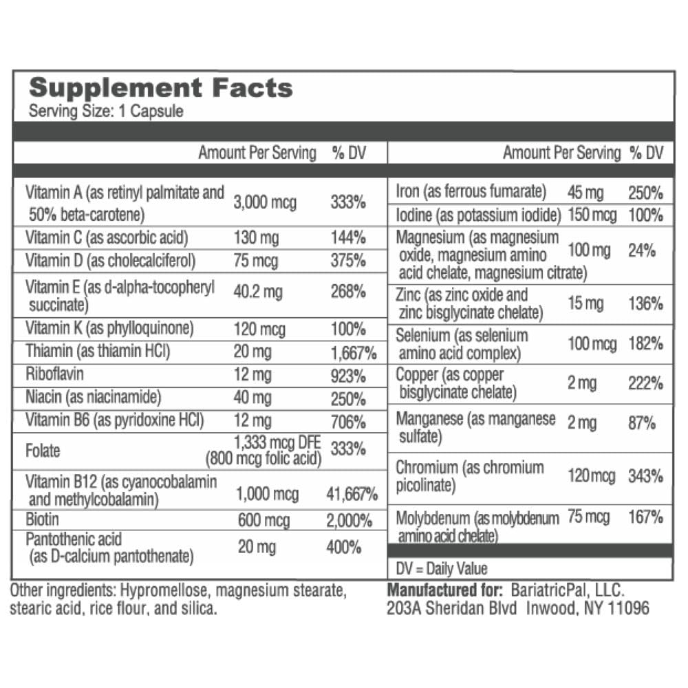 Bariatric Multivitamin 45mg Iron 30 Ct H574