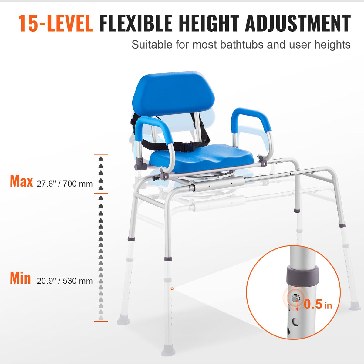 Sliding Tub Transfer Bench with 360 Degree Swivel Seat D849