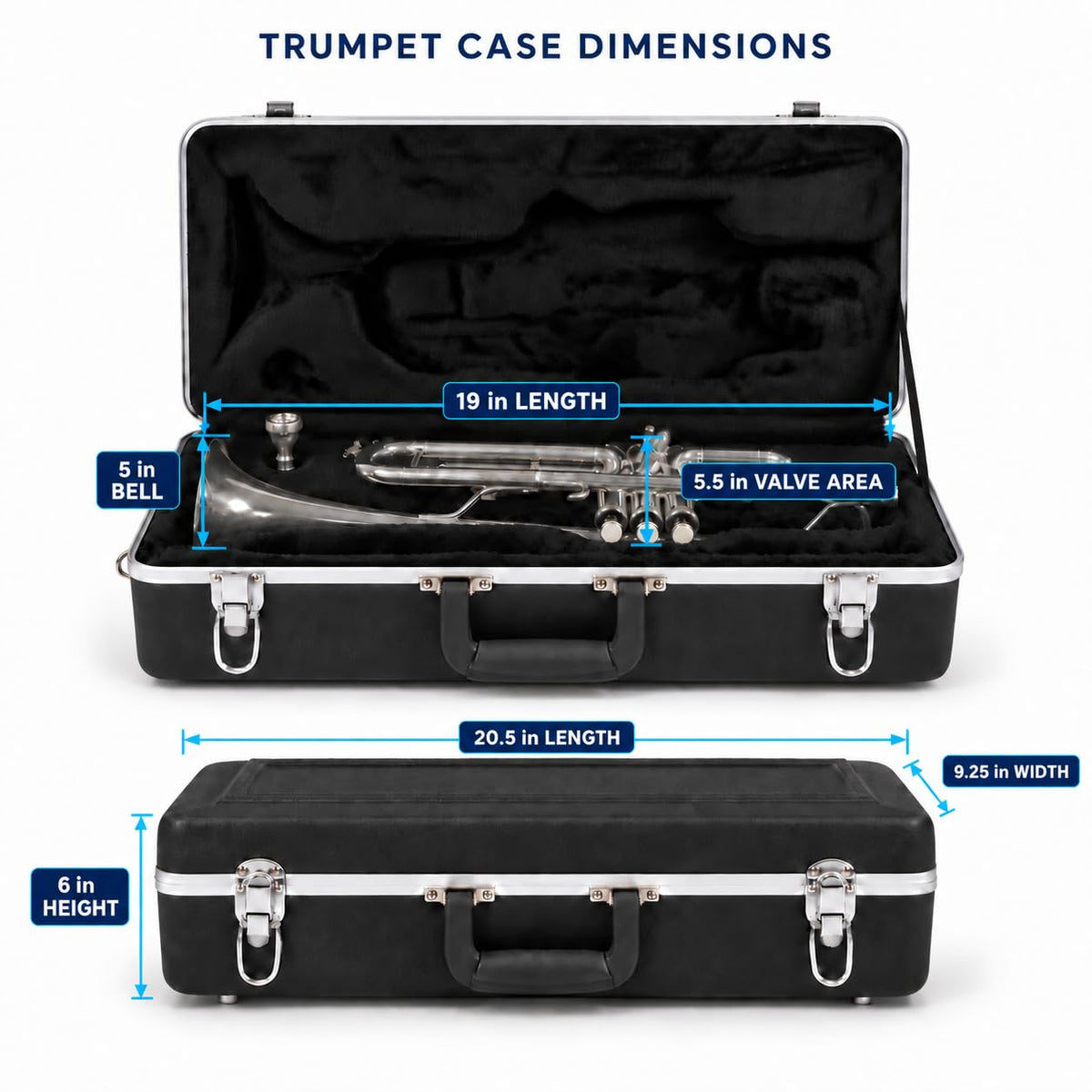 Lightweight ABS Hard Case for Bb Trumpet, Black C36274