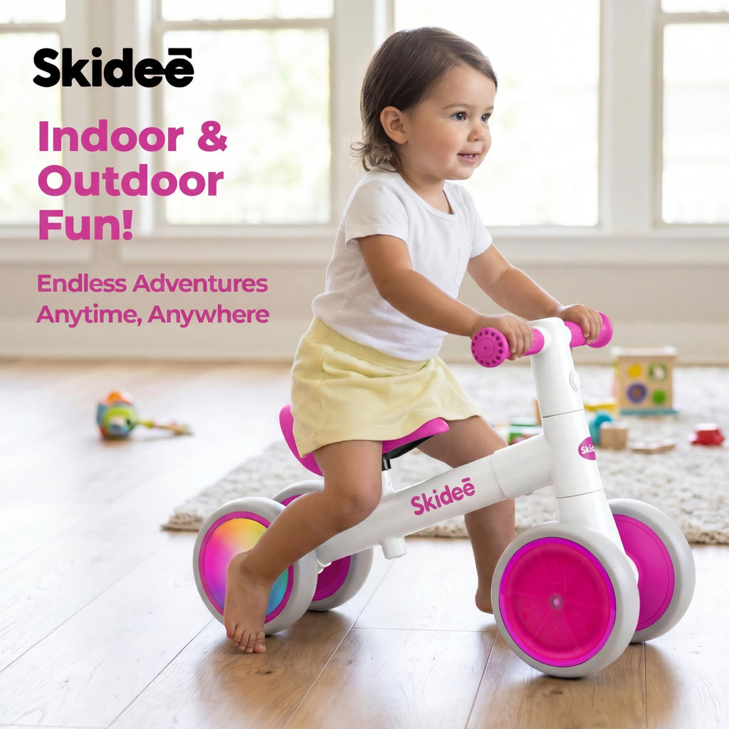 4-Wheel Toddler Balance Bike with LED Wheels I838