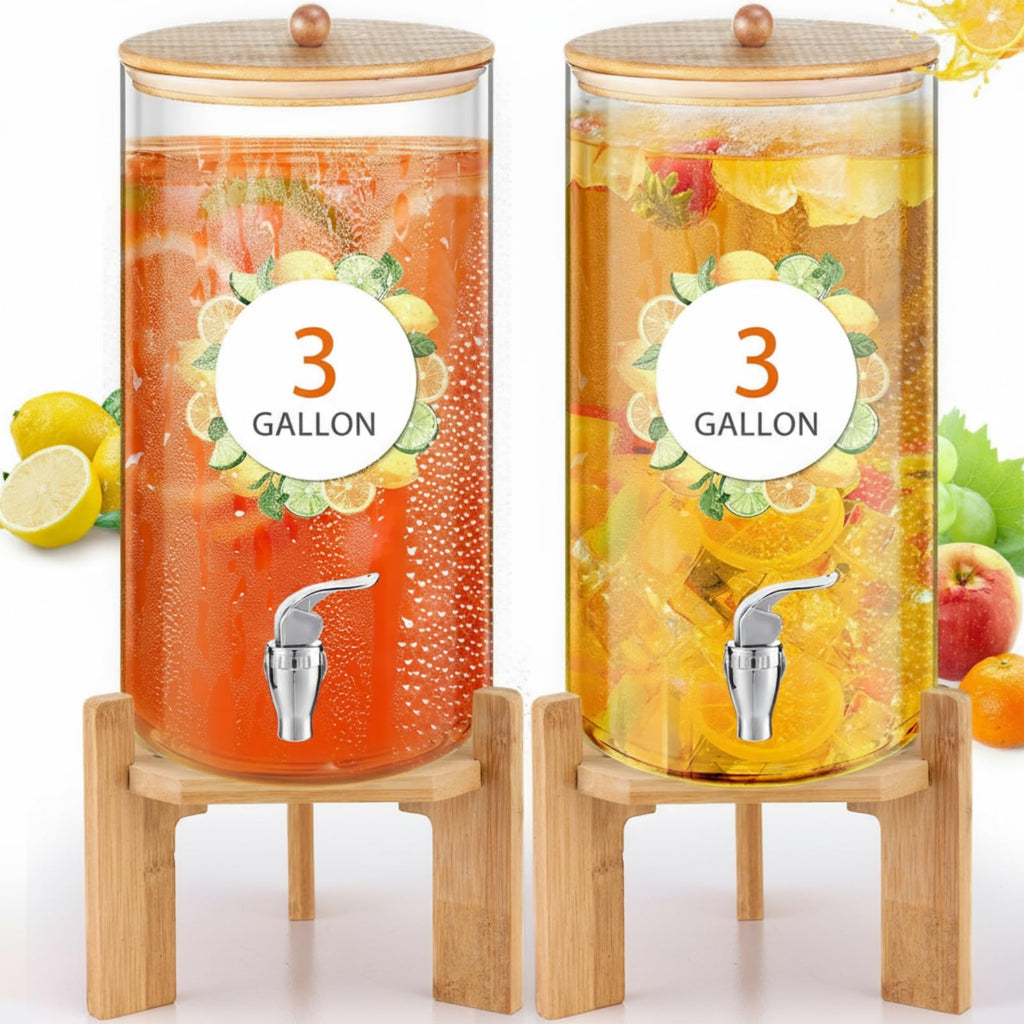 2 Pack 3 Gallon Glass Drink Dispensers A107198