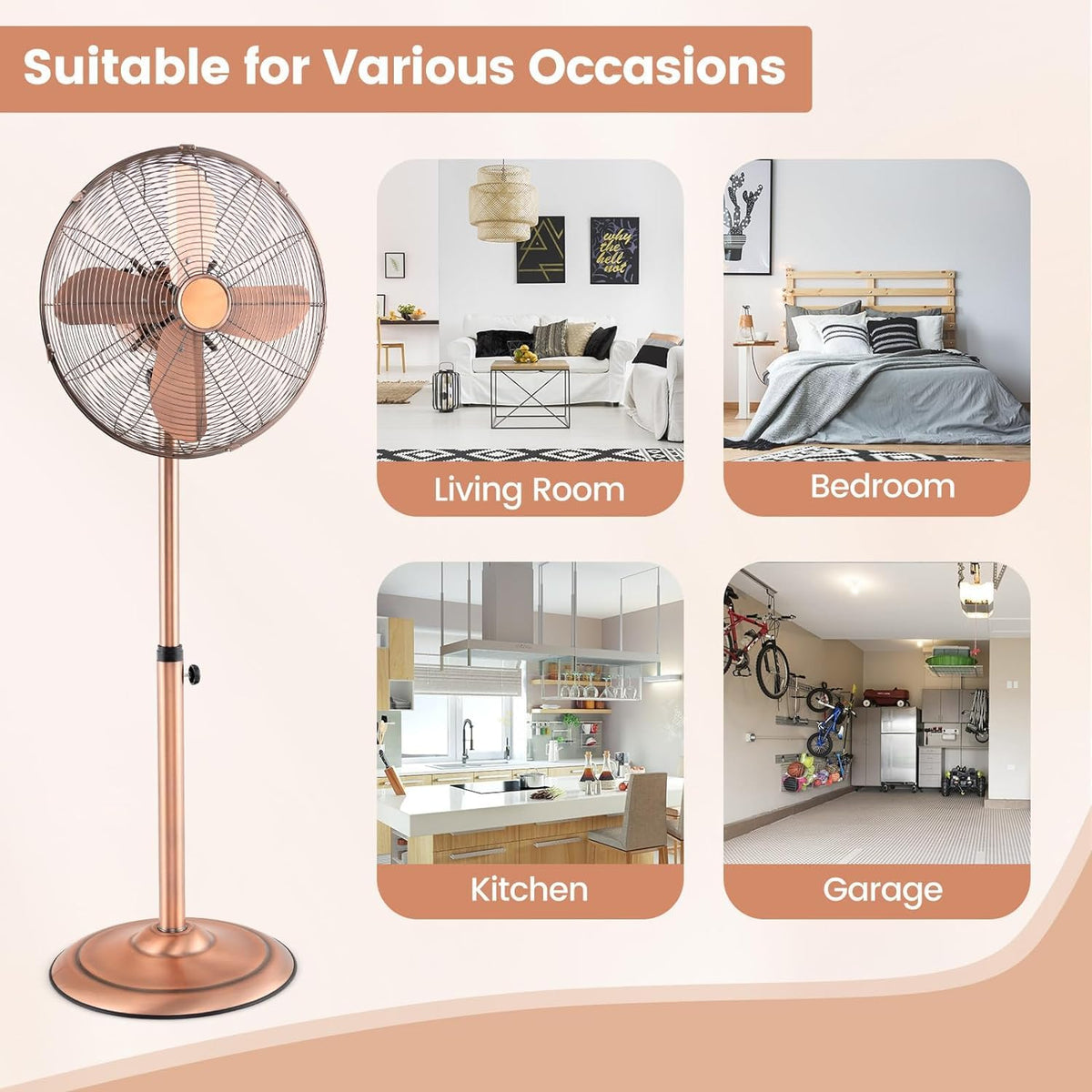16'' Oscillating Pedestal Fan with 3 Speed L724
