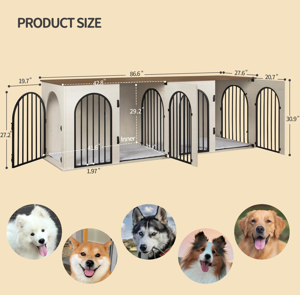 Double Dog Crate Furniture with Cushion K94544