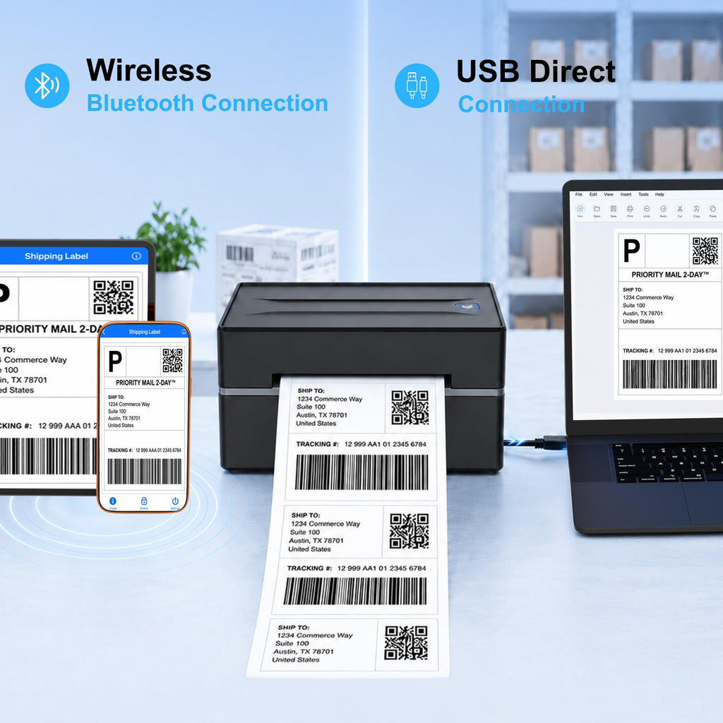 Thermal Shipping Label Printer 4x6 Bluetooth B216