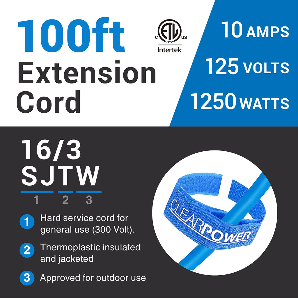 100 ft Outdoor Extension Cord 16/3 SJTW Q308