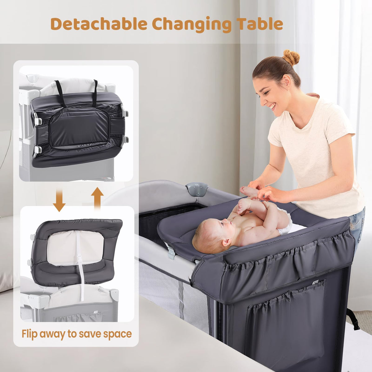 5 in 1 Pack and Play with Bassinet and Changing Table I4108