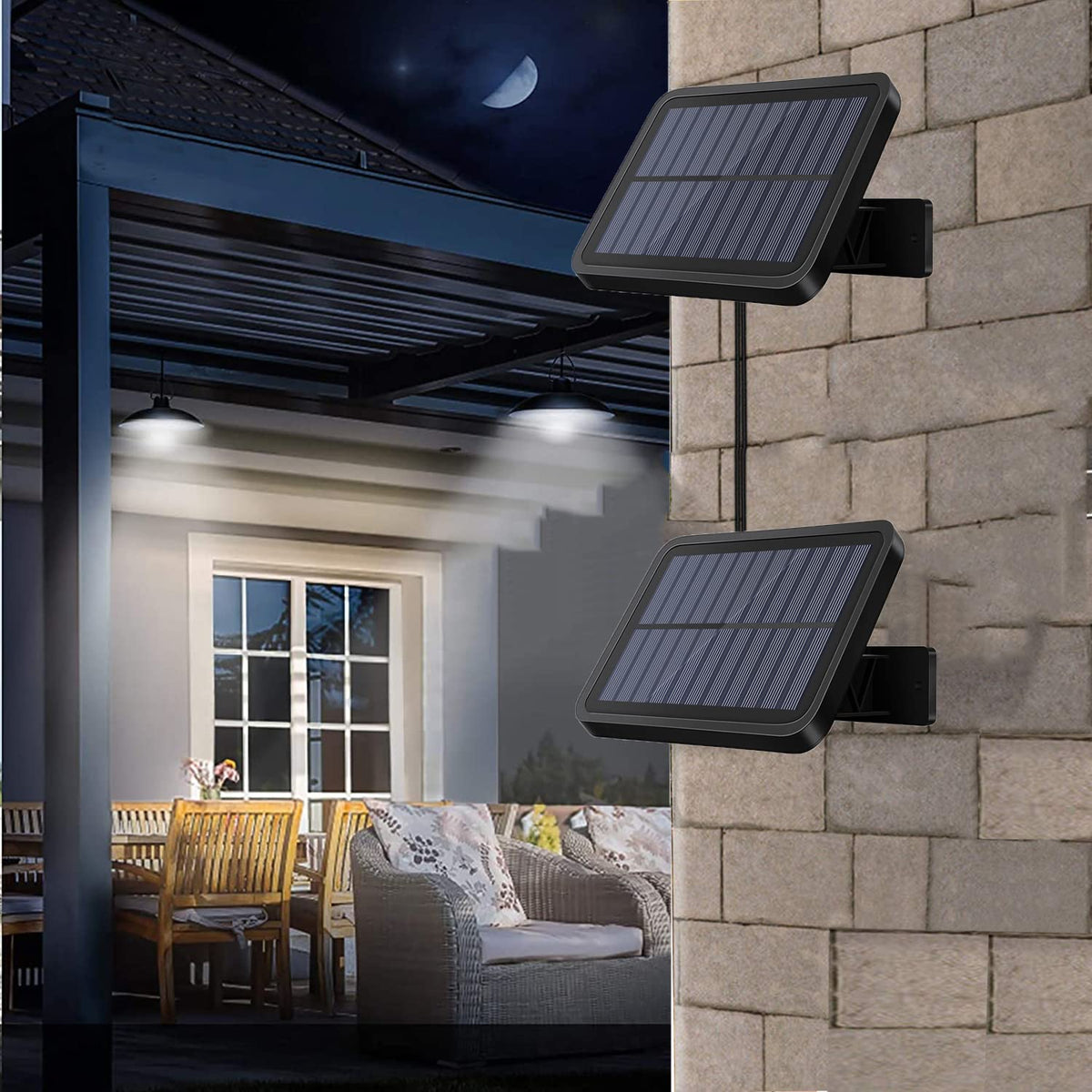 Solar Pendant Lights IP65 Waterproof Dusk to Dawn with Remote Controller L1951
