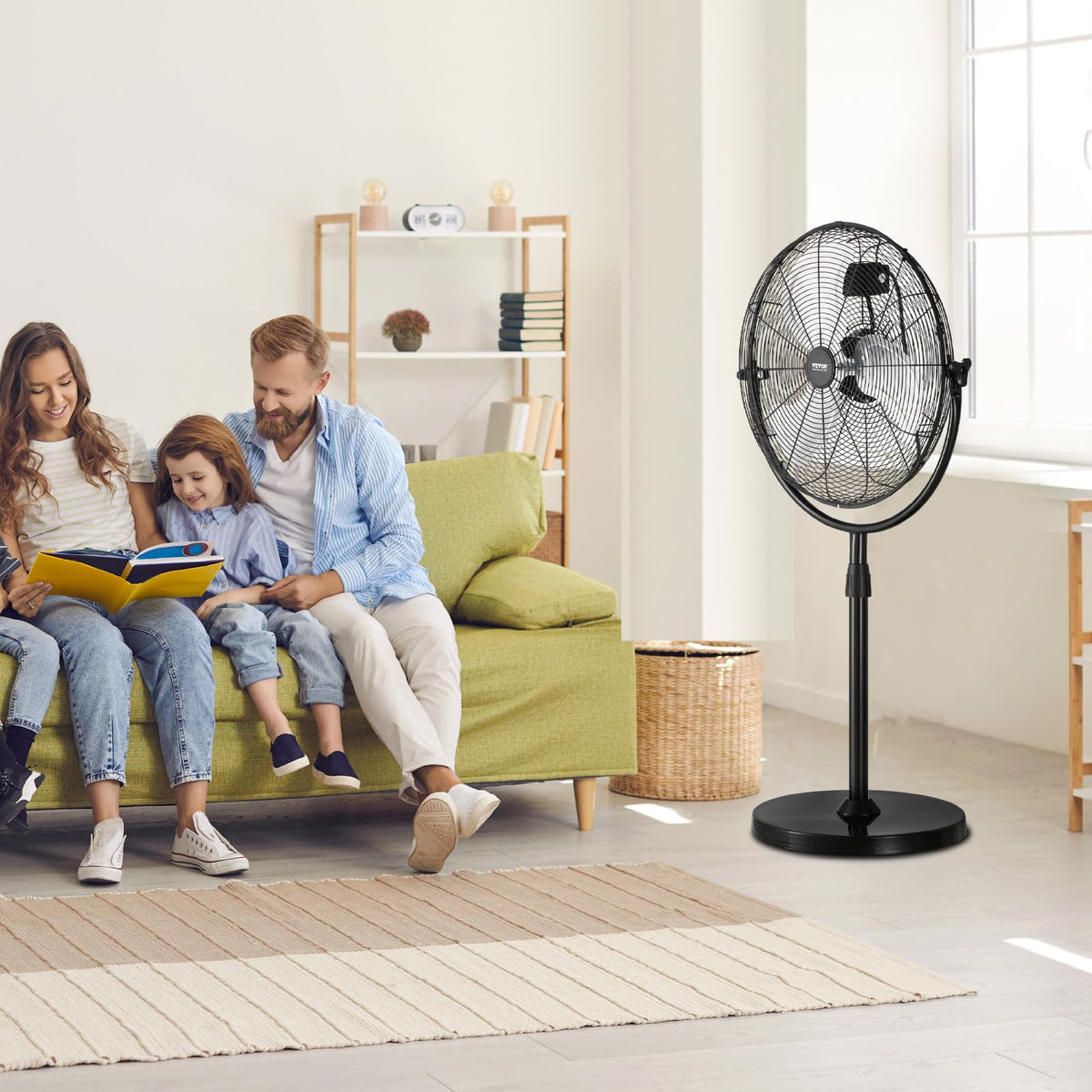18 Inch Adjustable Height Standing Fan with 3 Speeds, Black Z13774