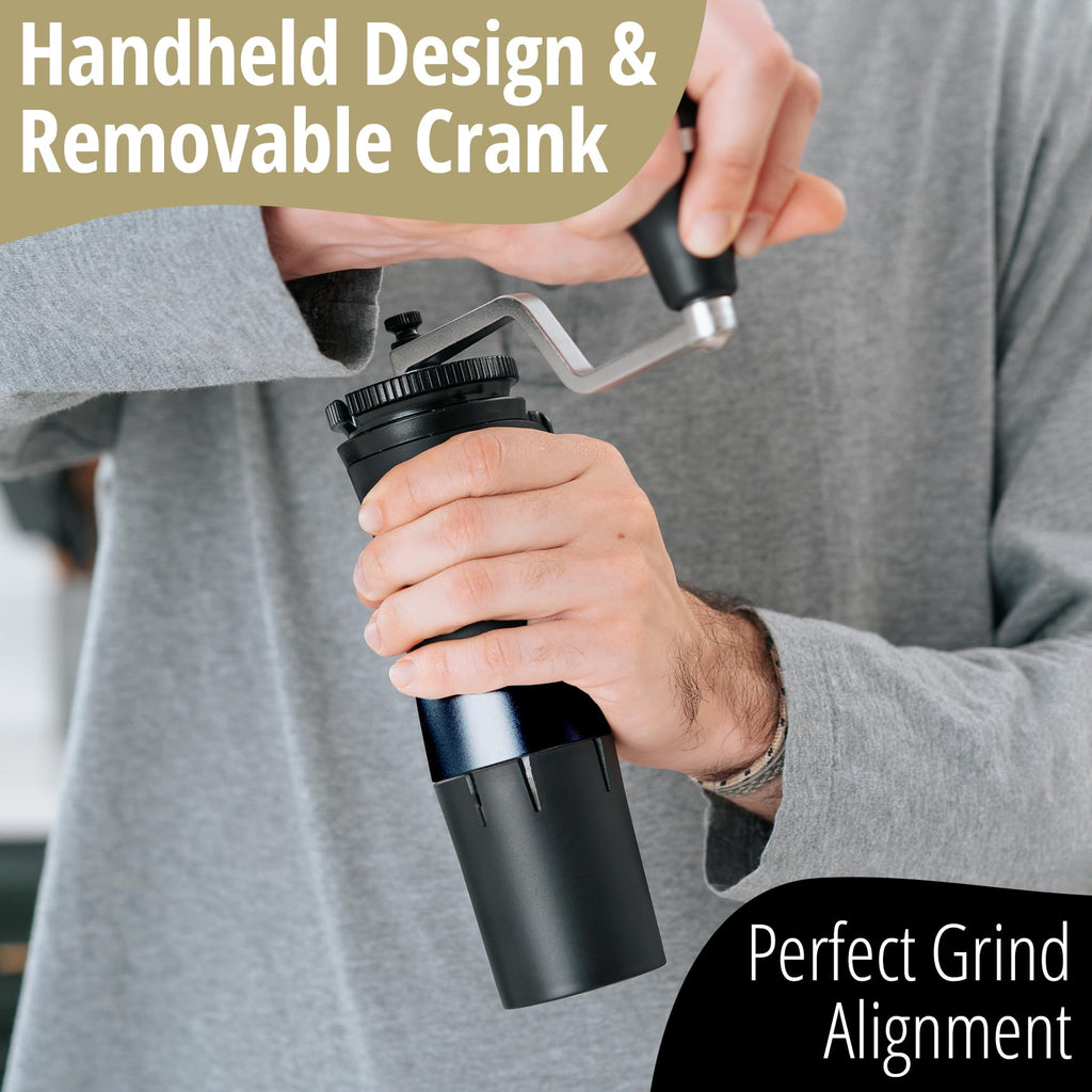 Manual Hand Burr Coffee Grinder with Hardened Steel Conical Burrs B307