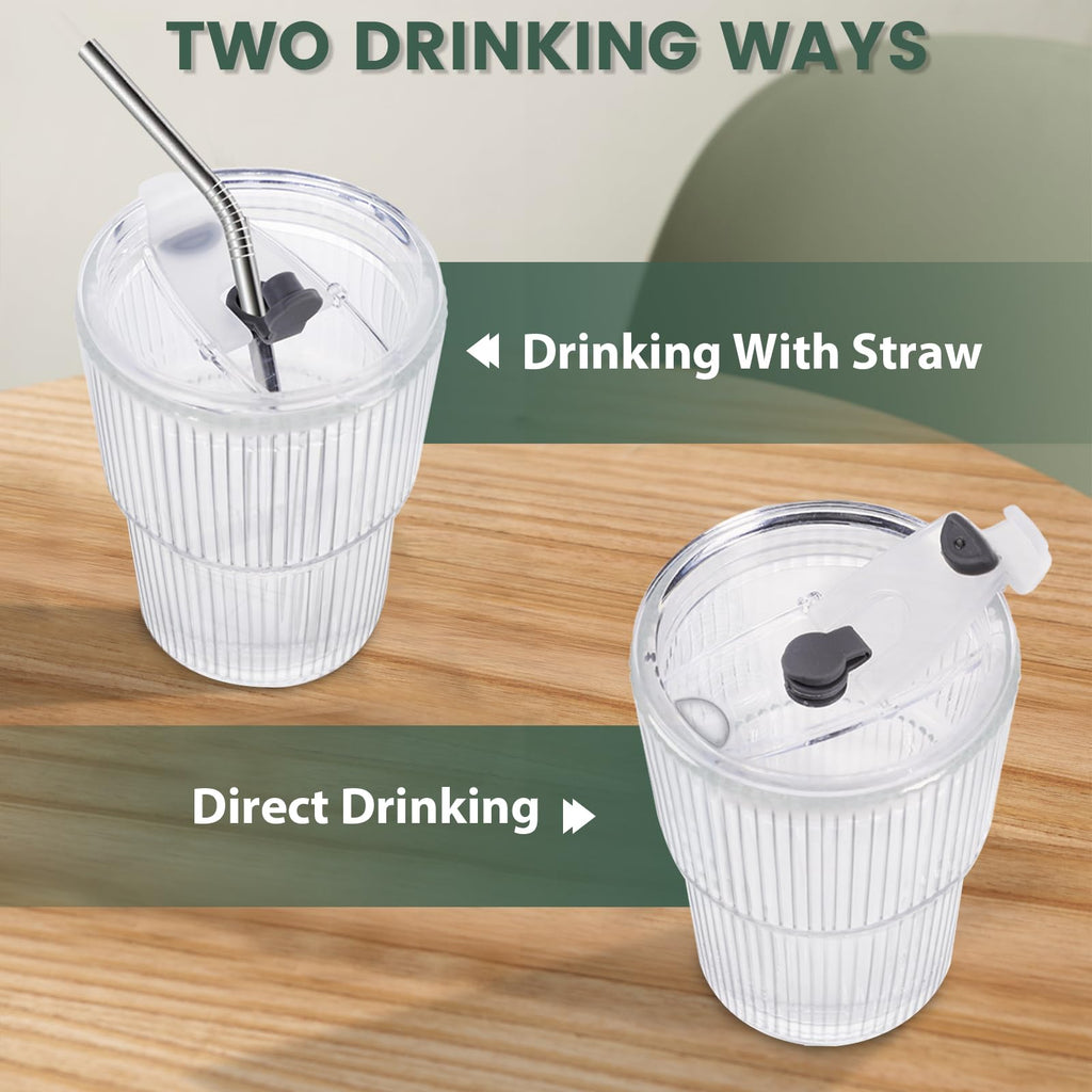 16 OZ Clear Plastic Iced Coffee Cups with Lids and Straws 2 Pcs G499