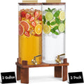 2 Gallon Glass Drink Dispenser with Wood Stand M712