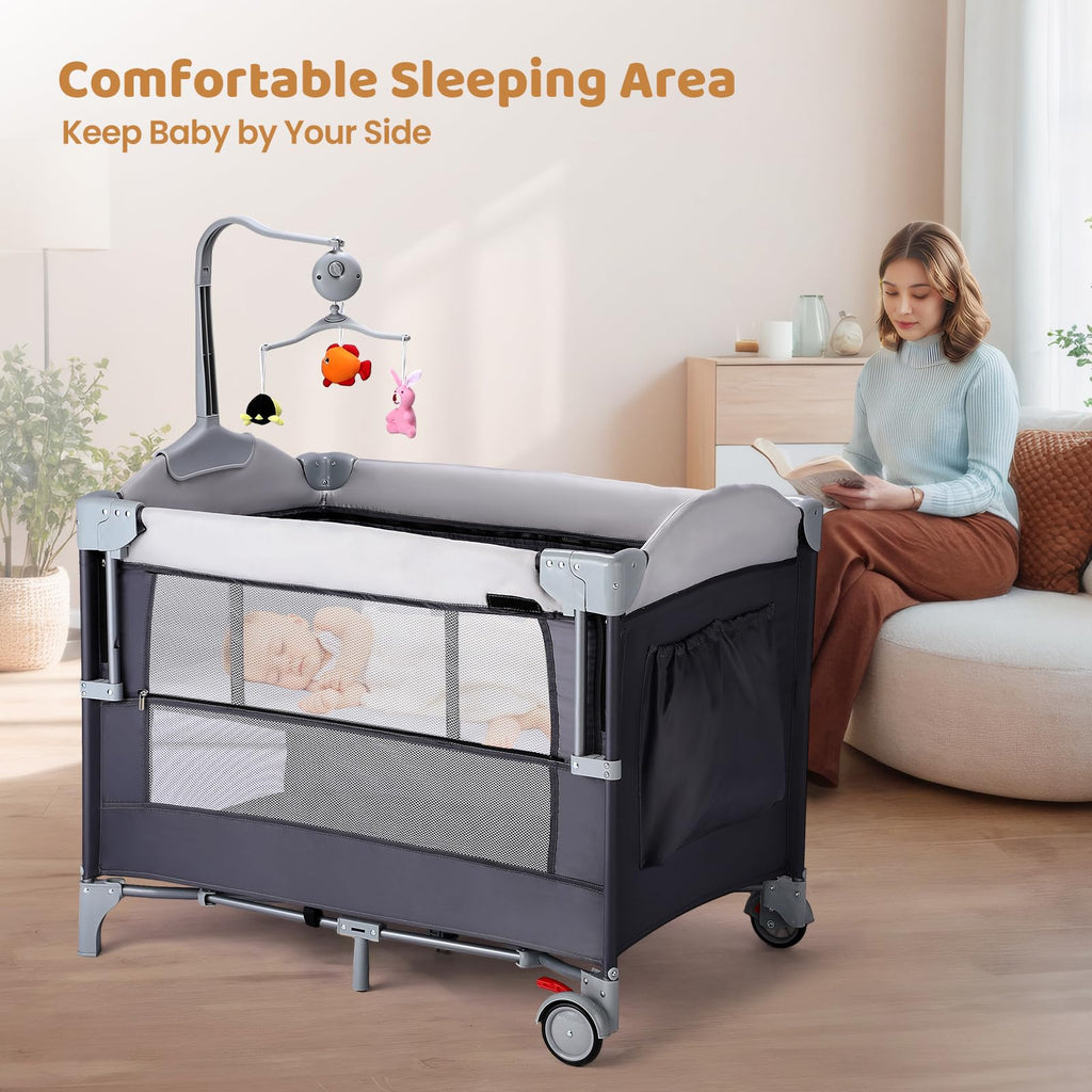 5 in 1 Pack and Play with Bassinet and Changing Table I4108