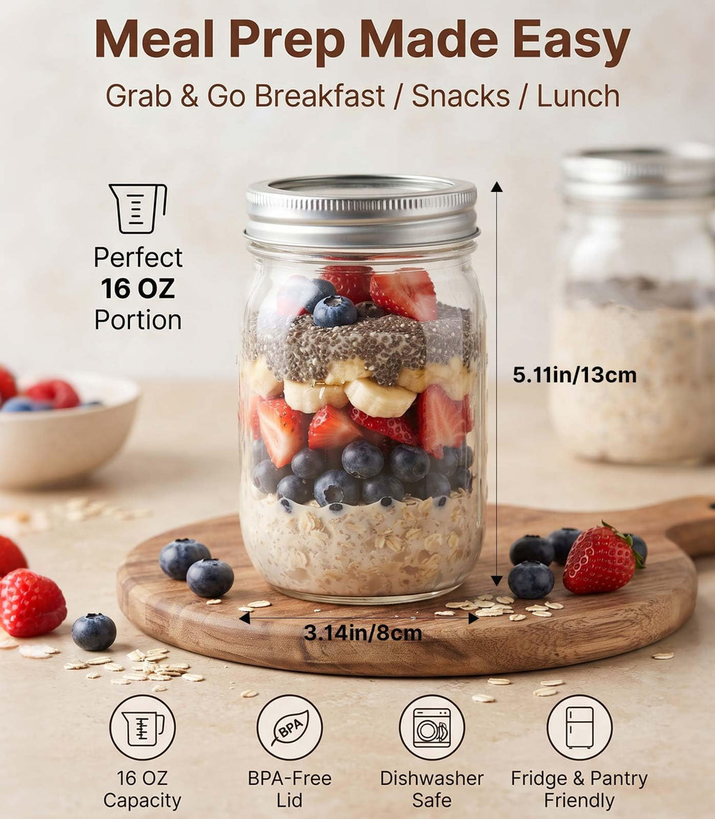 16 oz 8 Pack Clear Glass Jars Z392