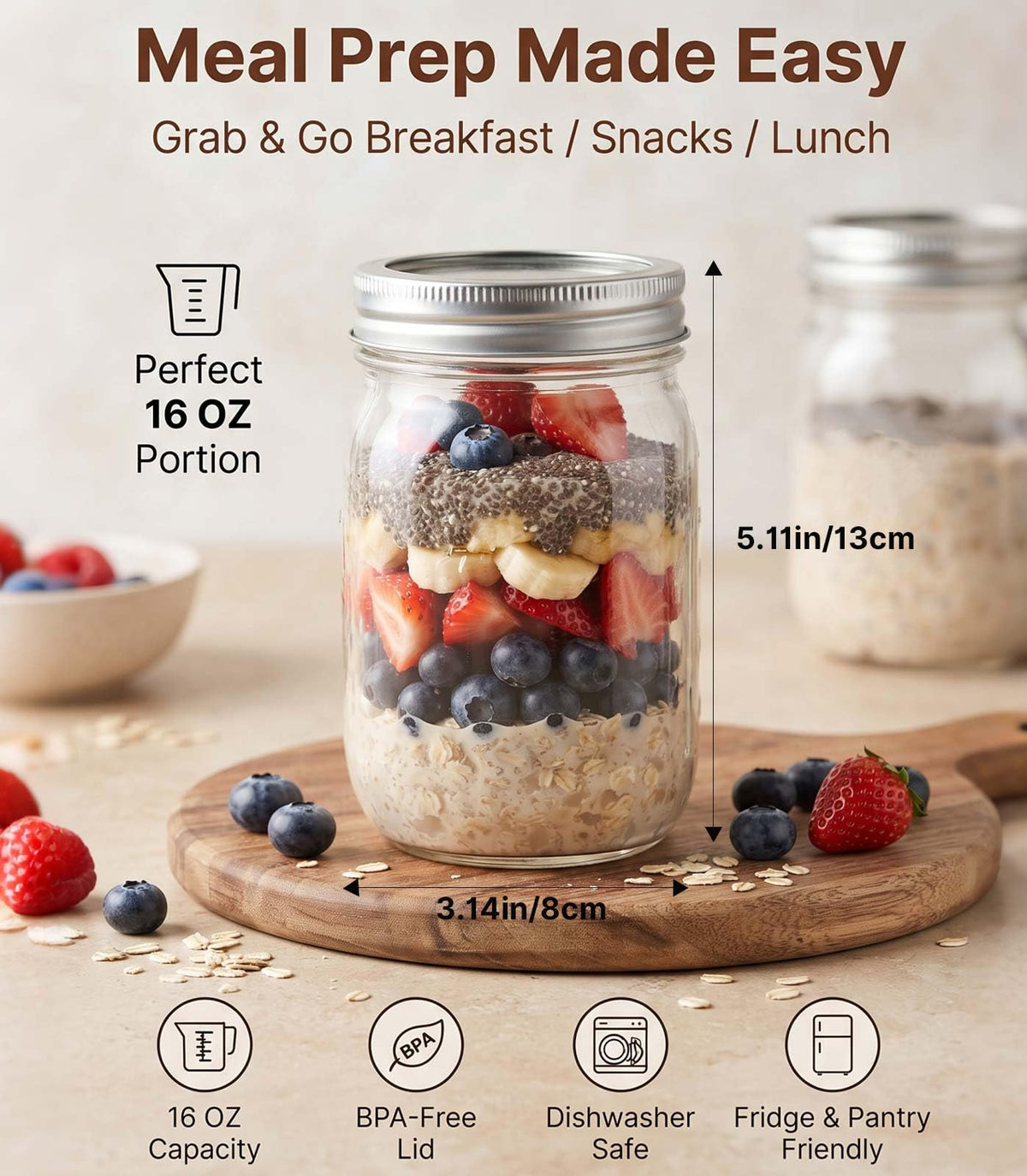 16 oz 8 Pack Clear Glass Jars Z392