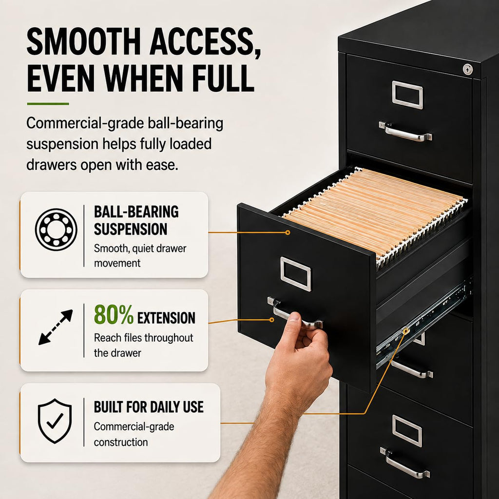 4 Drawers Black Metal Filing Cabinet J71283