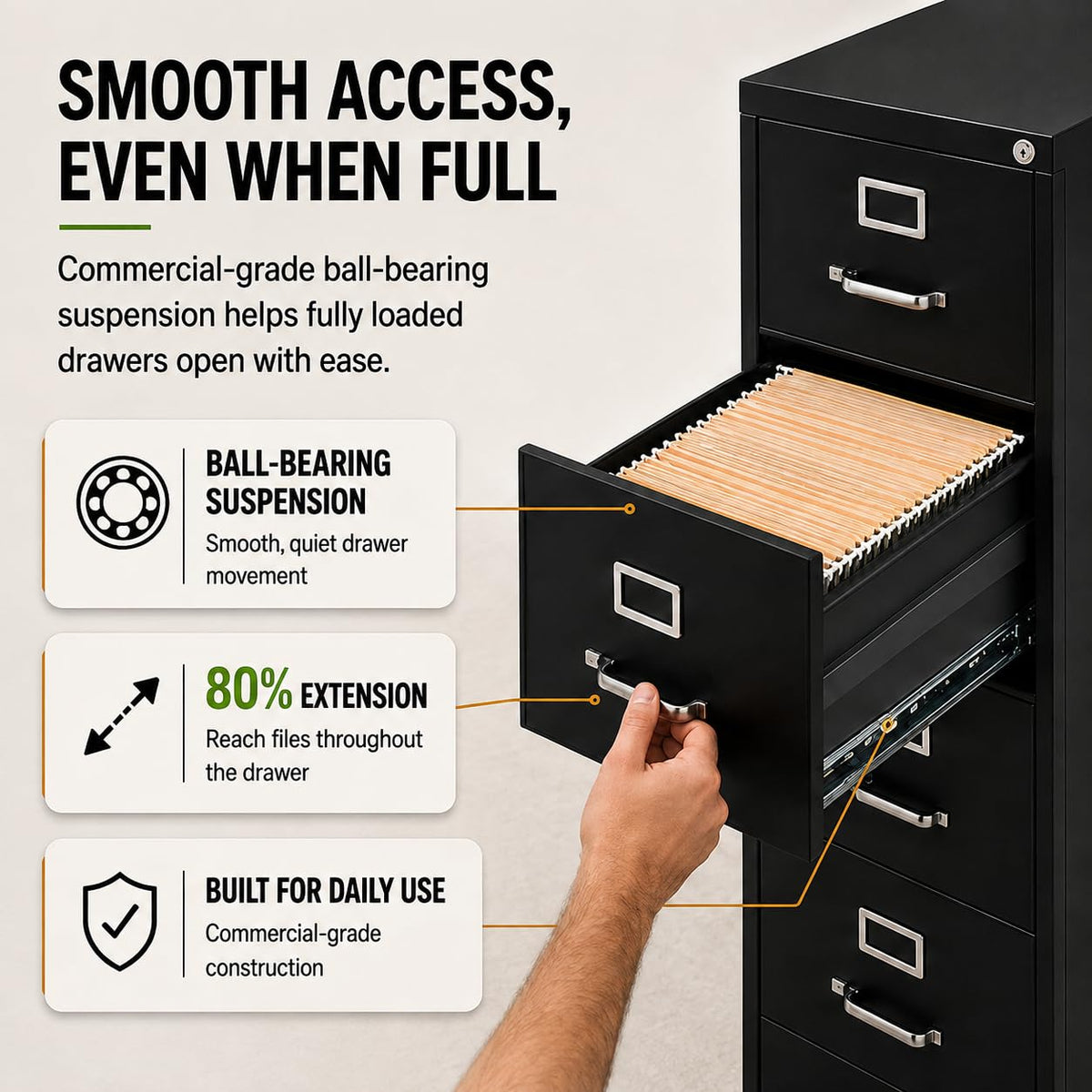 4 Drawers Black Metal Filing Cabinet J71283