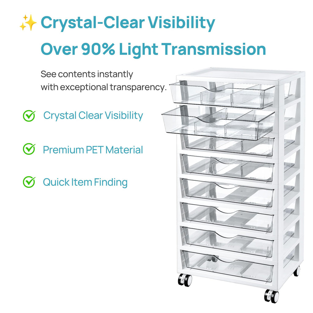 8 Tier Rolling Cart with Drawers T357