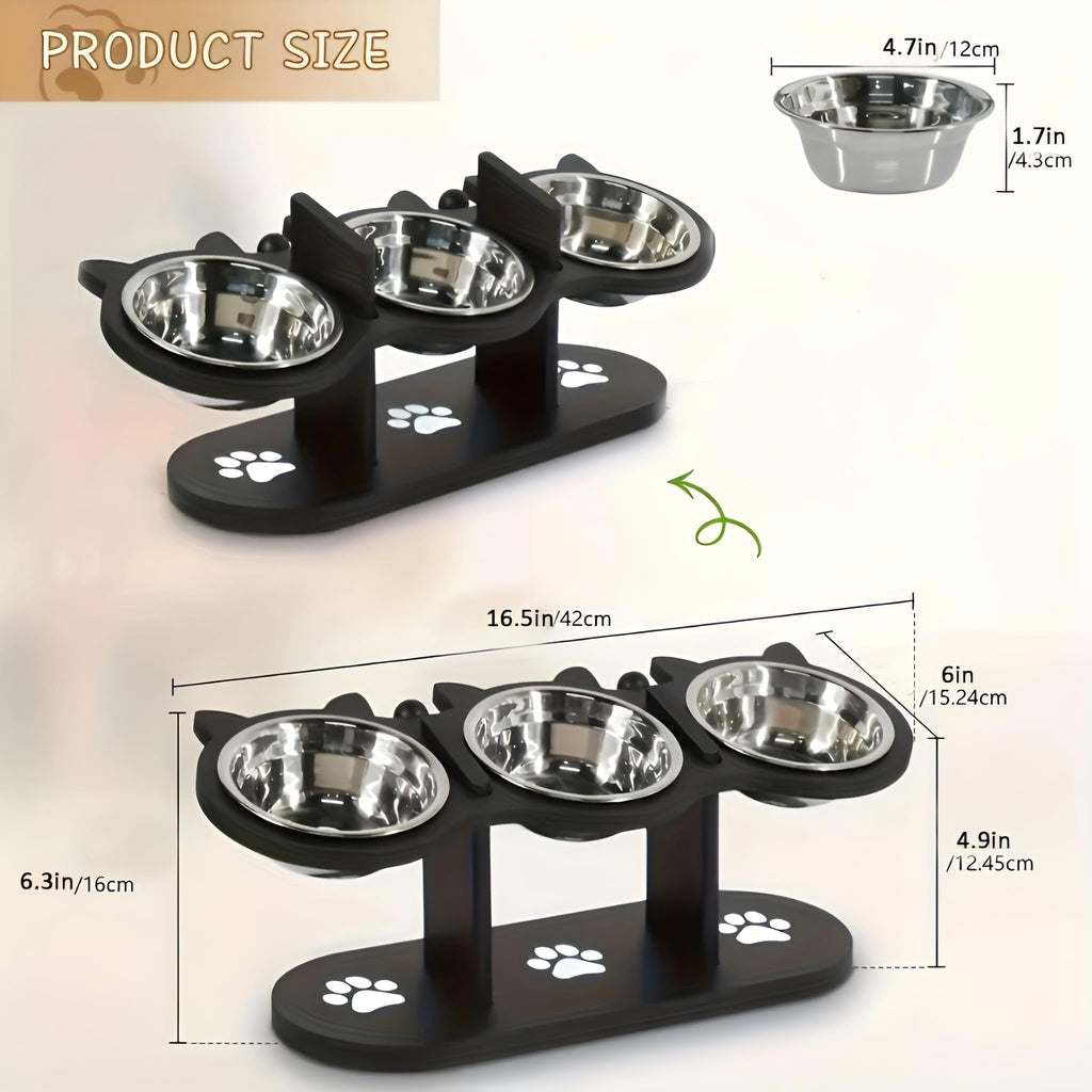 Raised Cat Bowls with 3 Stainless Steel Bowls U893761