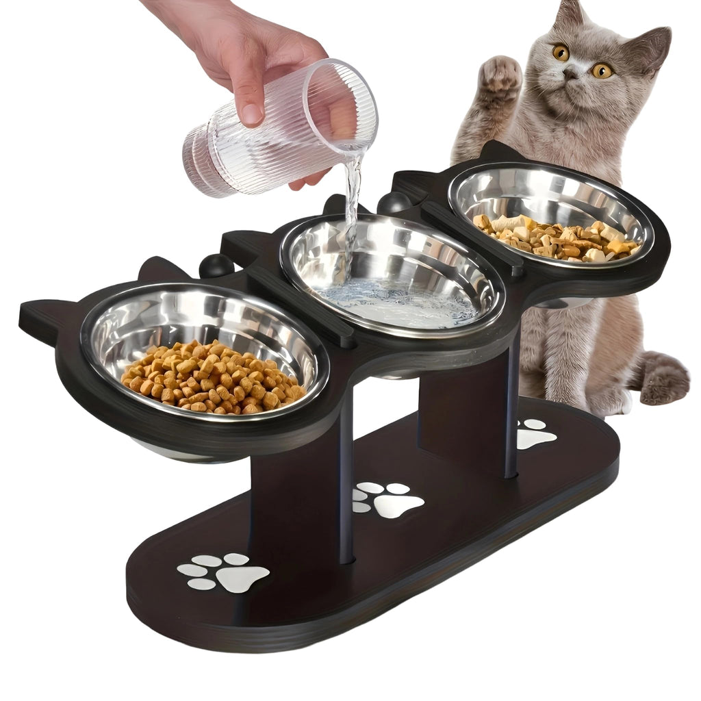 Raised Cat Bowls with 3 Stainless Steel Bowls U893761