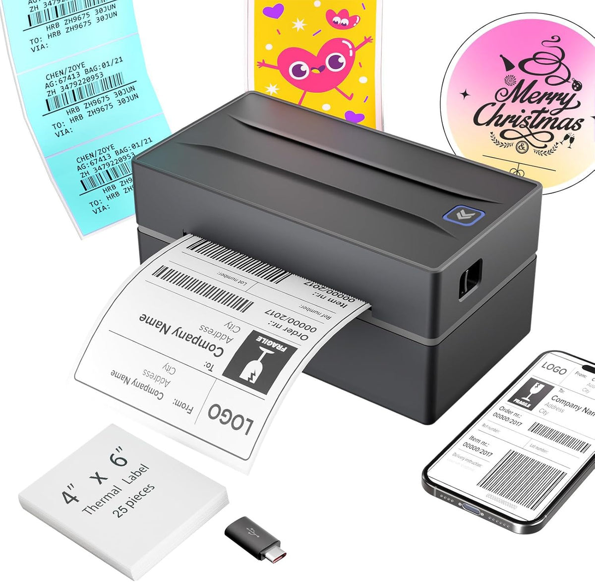 Thermal Shipping Label Printer 4x6 Bluetooth B216