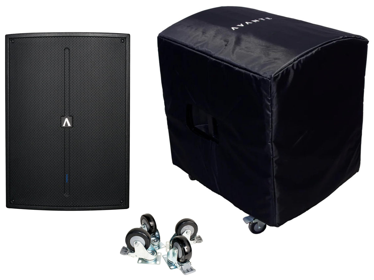 18" Active PA Subwoofer with Cover and Set of 4 Wheels O301
